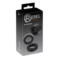Rebel Ball - anello pene e testicoli - set estensore - nero