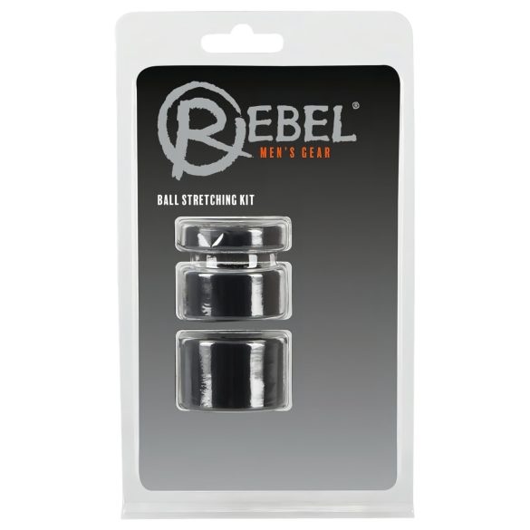 Rebel Ball - Set Anelli e Estensore per Pene e Testicoli - (nero)