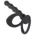 Black Velvets - anello pene e testicoli con plug anale - silicone nero