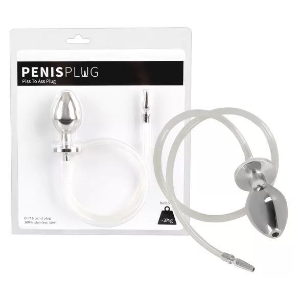 Piss to Ass Plug - plug anale cavo con dilatatore uretrale