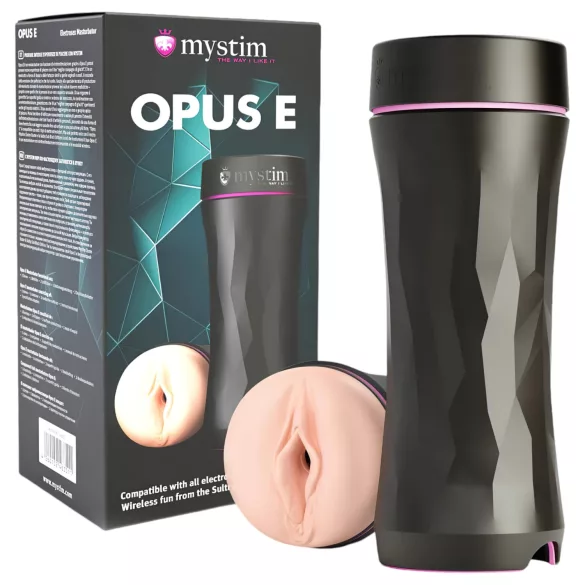 mystim Opus E - masturbatore vagina elettrico - silicone naturale/nero