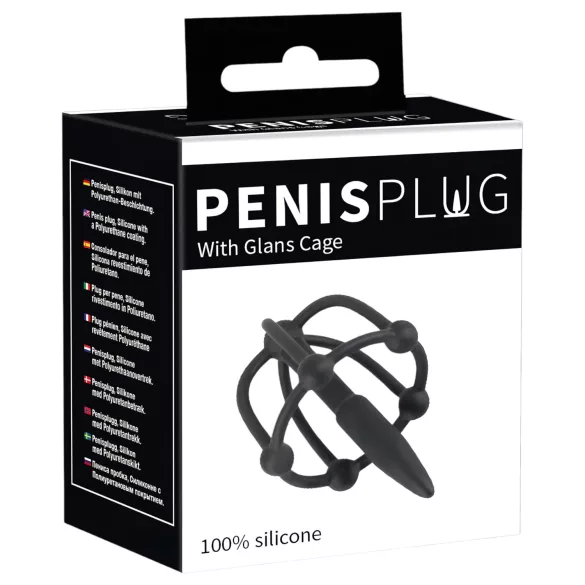 You2Toys - Plug uretrale - gabbia in silicone per glande con dilatatore (nero)