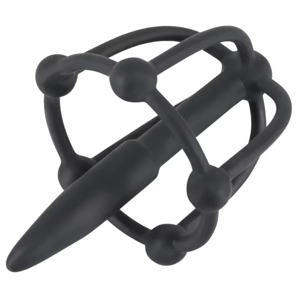 You2Toys - Plug uretrale - gabbia in silicone per glande con dilatatore (nero)