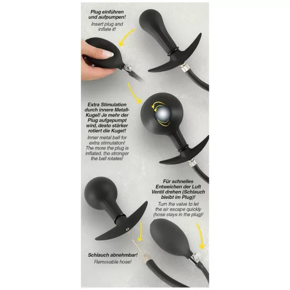 You2Toys - plug anale gonfiabile con palline - nero
