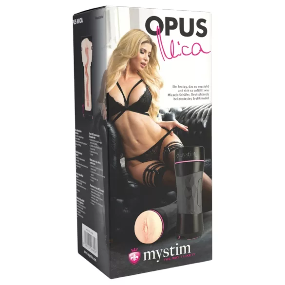 mystim OPUS Mica - masturbatore realistico vagina artificiale - pelle nera