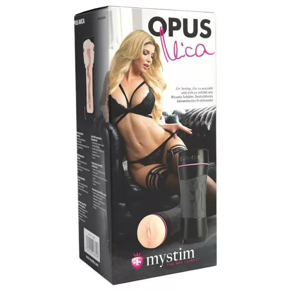 mystim OPUS Mica - masturbatore realistico vagina artificiale - pelle nera