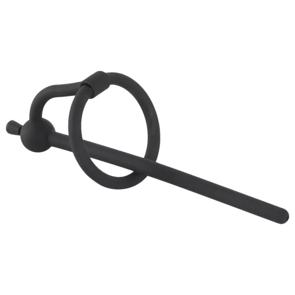 Penisplug - dilatatore uretrale in silicone con anello per glande - nero 0,6 mm