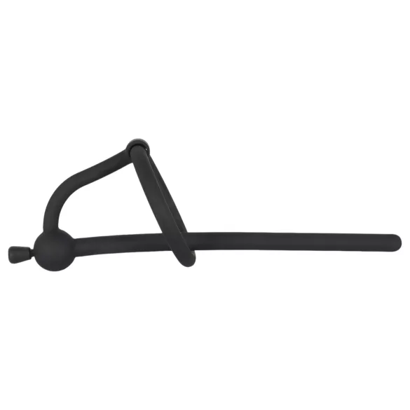 Penisplug - dilatatore uretrale in silicone con anello per glande - nero 0,6 mm