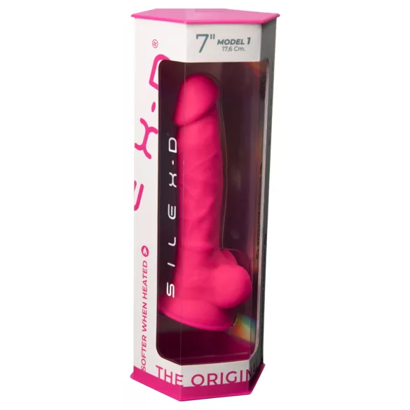 Silexd 7 - dildo con testicoli e ventosa - 17,5 cm (rosa)