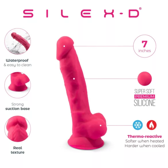 Silexd 7 - dildo con testicoli e ventosa - 17,5 cm (rosa)