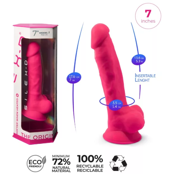 Silexd 7 - dildo con testicoli e ventosa - 17,5 cm (rosa)