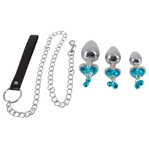 You2Toys - Set di Plug Anali con Guinzaglio (argento)