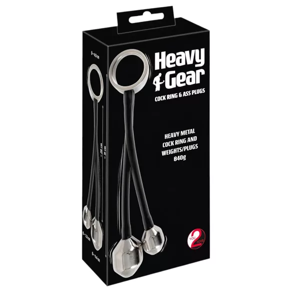 You2Toys Heavy Gear - anello fallico con peso anale - silicone nero