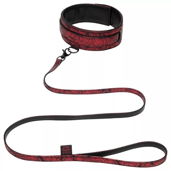 Fifty Shades of Grey - collare e guinzaglio - ecopelle nero rosso