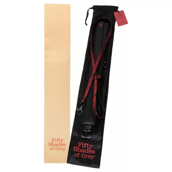 Fifty Shades of Grey - collare e guinzaglio - ecopelle nero rosso