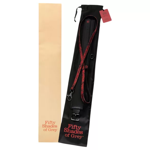 Fifty Shades of Grey - collare e guinzaglio - ecopelle nero rosso