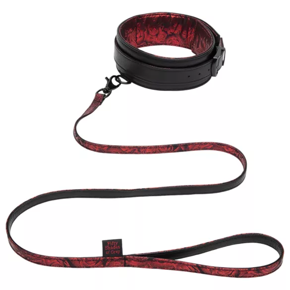 Fifty Shades of Grey - collare e guinzaglio - ecopelle nero rosso