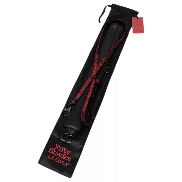 Fifty Shades of Grey - collare e guinzaglio - ecopelle nero rosso