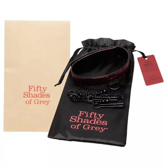Fifty Shades of Grey - collare con pinze per capezzoli - nero/rosso