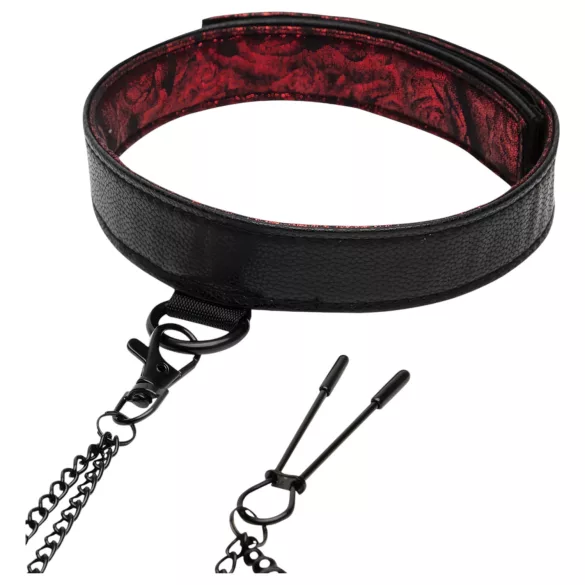 Fifty Shades of Grey - collare con pinze per capezzoli - nero/rosso
