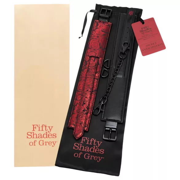 Fifty Shades of Grey - manette per caviglie - pelle nera e rossa