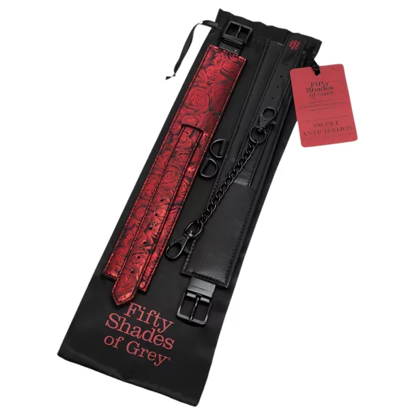 Fifty Shades of Grey - manette per caviglie - pelle nera e rossa
