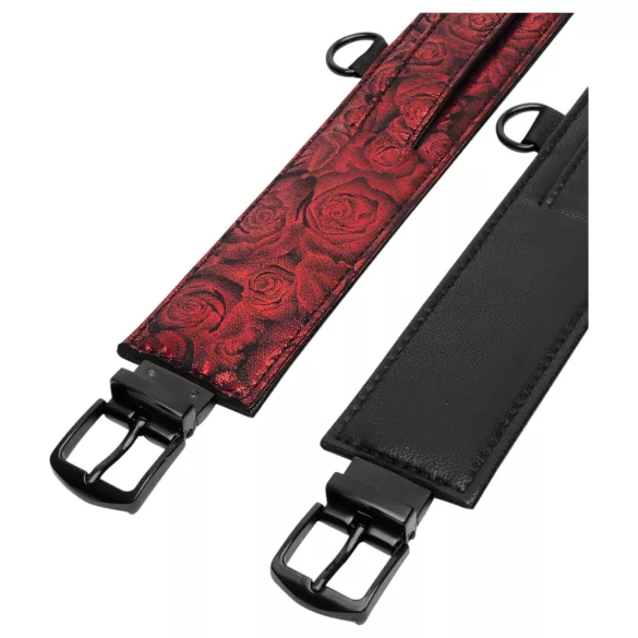 Fifty Shades of Grey - manette per caviglie - pelle nera e rossa
