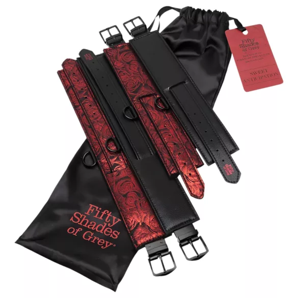 Fifty Shades of Grey - set manette - regolabile - ecopelle nero rosso