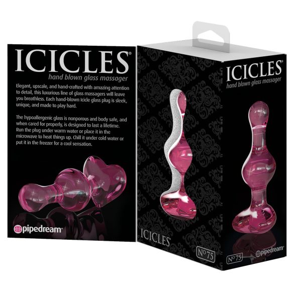 Icicles No. 75 - plug anale cuore - vetro rosa