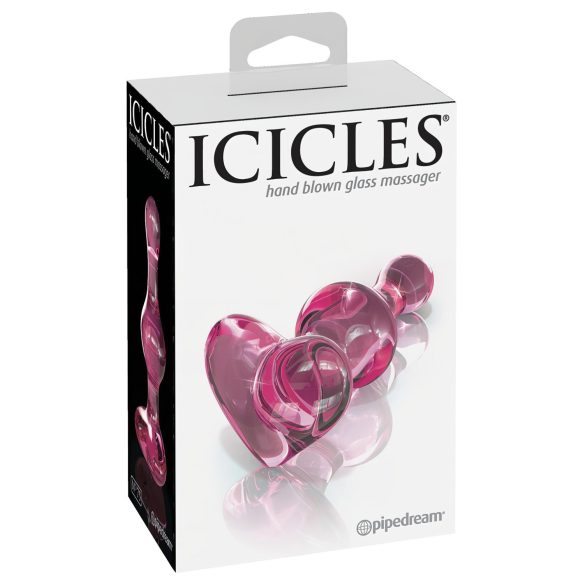 Icicles No. 75 - plug anale cuore - vetro rosa