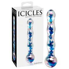   Icicles No. 08 - dildo doppia punta ondulato - vetro trasparente blu