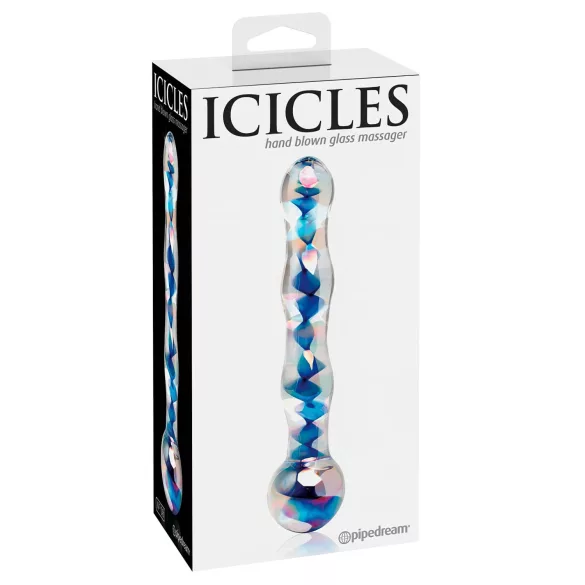 Icicles No. 08 - dildo doppia punta ondulato - vetro trasparente blu