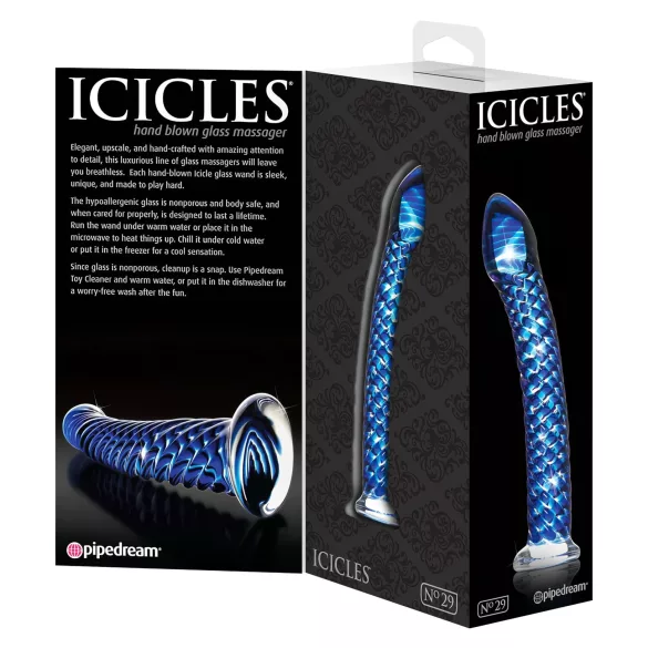 Icicles No. 29 - dildo a spirale per pene - vetro blu