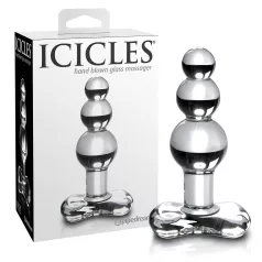   Icicles No. 47 - plug anale triplo con perle - vetro trasparente