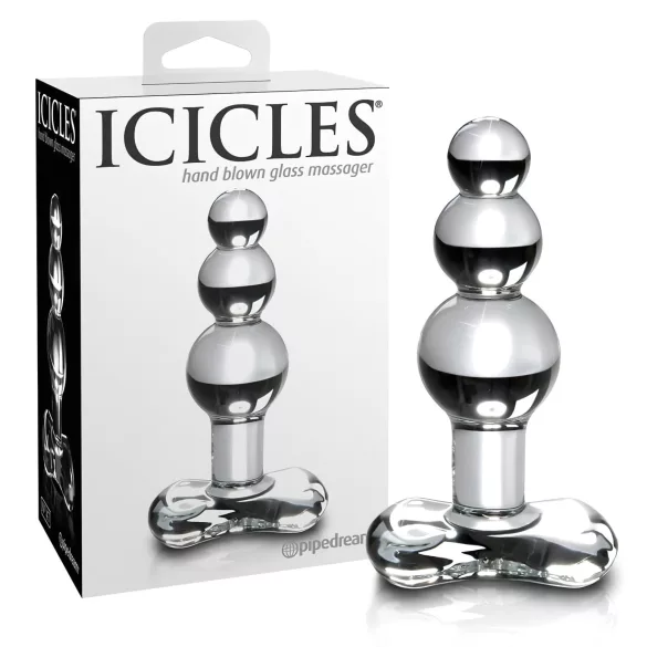 Icicles No. 47 - plug anale triplo con perle - vetro trasparente