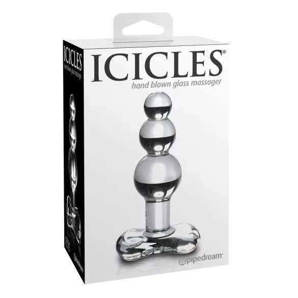 Icicles No. 47 - plug anale triplo con perle - vetro trasparente