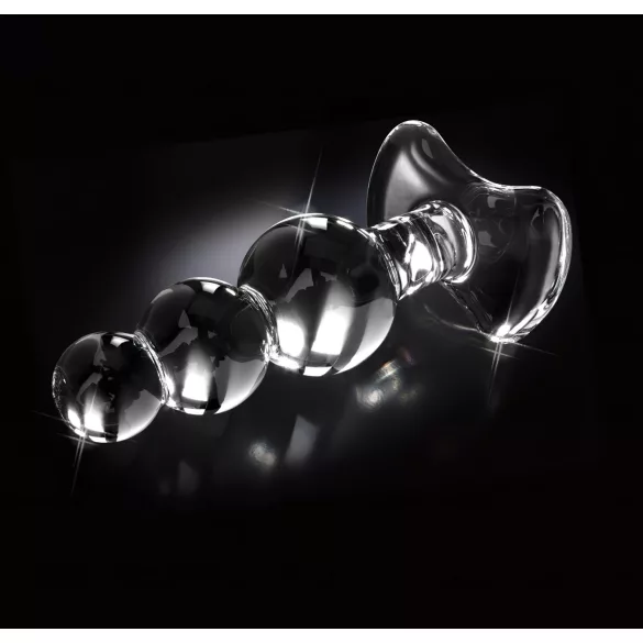 Icicles No. 47 - plug anale triplo con perle - vetro trasparente