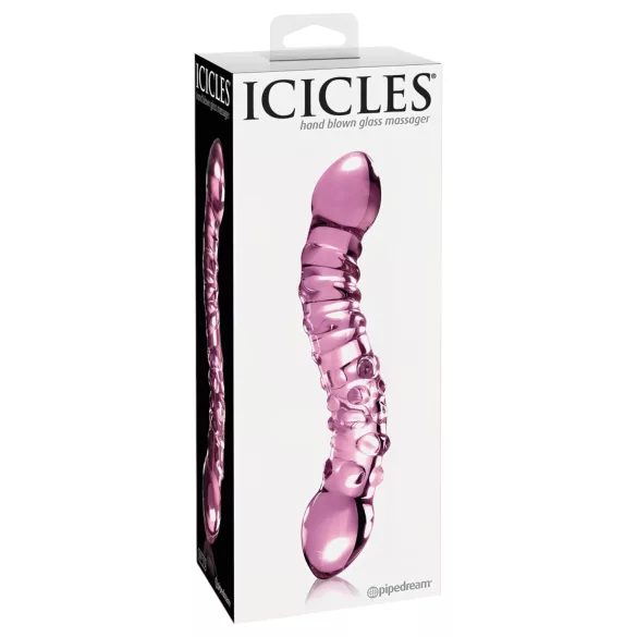 Icicles No. 55 - dildo doppio, punto G - vetro rosa