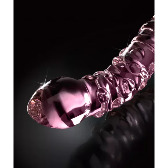 Icicles No. 55 - dildo doppio, punto G - vetro rosa