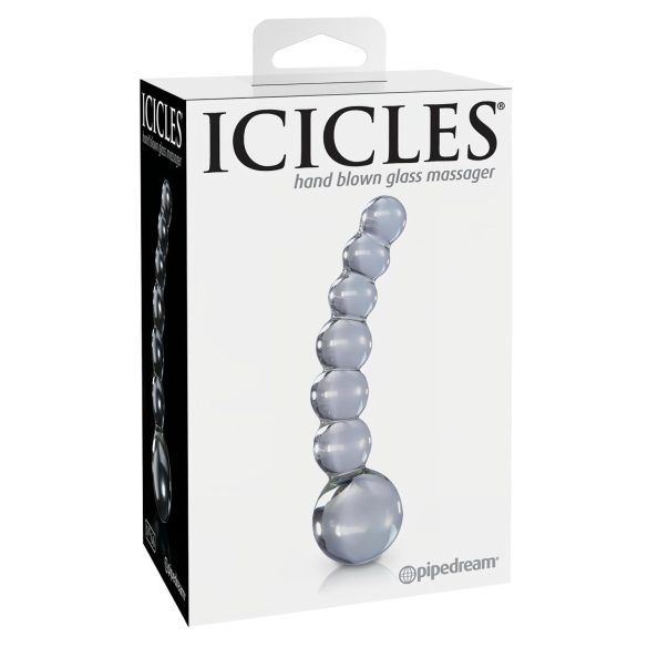 Icicles No. 66 - dildo anale curvo con sfere - vetro trasparente