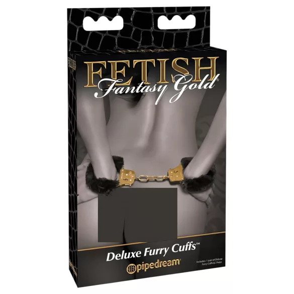 Pipedream Fetish Fantasy Gold - manette in peluche nere
