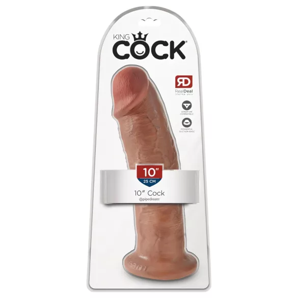 King Cock 10 - grande dildo con ventosa (25 cm) - color carne scuro