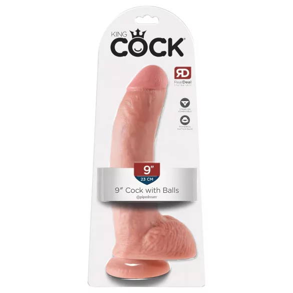 King Cock 9 - grande dildo con testicoli e ventosa (23 cm, color carne)
