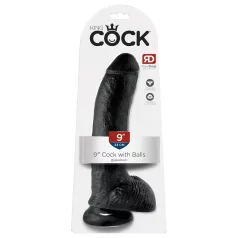   King Cock 9 - dildo realistico con testicoli e ventosa - nero 23cm