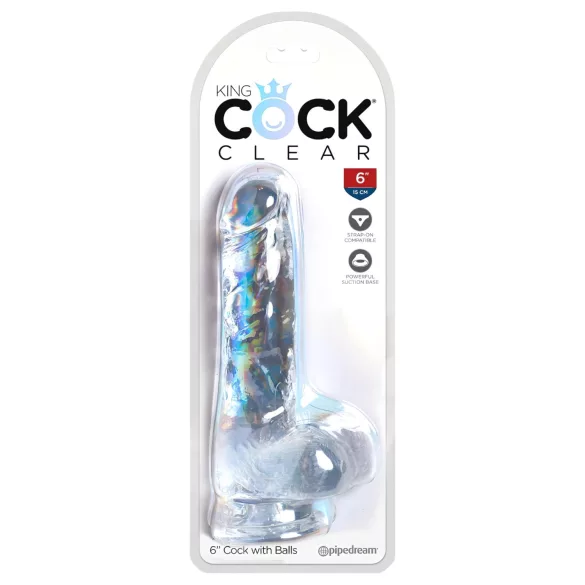 King Cock Clear 6 - dildo realistico con testicoli ventosa 15cm