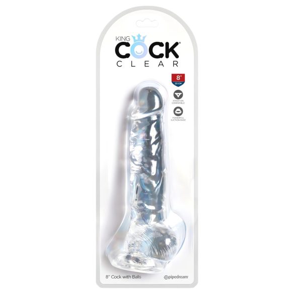 King Cock Clear 8 - Dildo con Ventosa e Testicoli (20 cm)