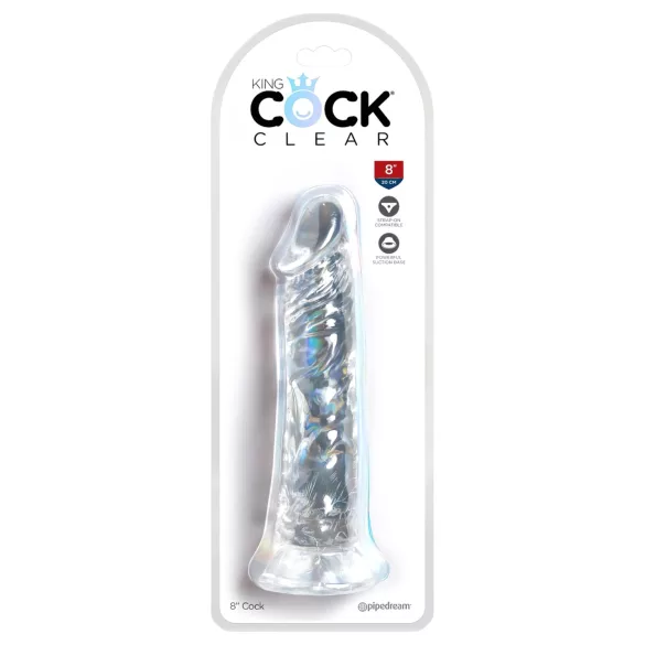 King Cock - dildo realistico grande con ventosa - trasparente 20 cm