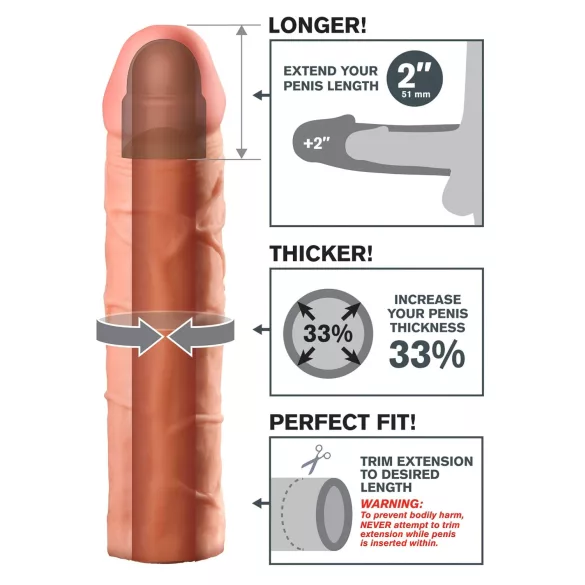 Pipedream - X-TENSION Perfect 2 - estensione peniena realistica (20,3 cm, color carne)