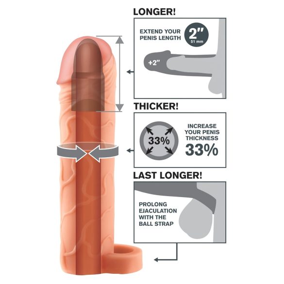 X-TENSION Perfect 2 - guaina pene con anello - 19 cm - naturale