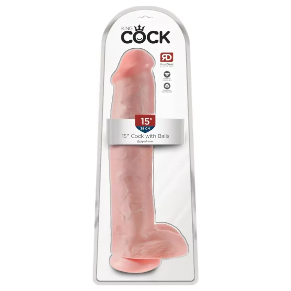 King Cock 15 - dildo con testicoli e ventosa (38 cm, color carne)